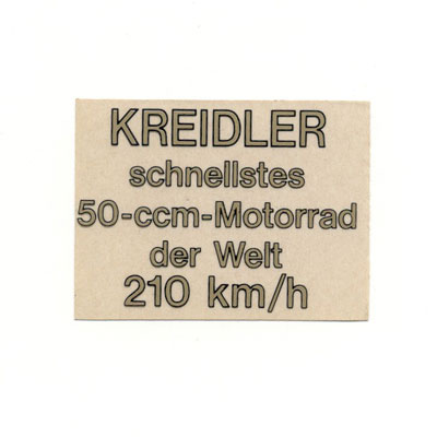 Kreidler: "Kr. schnellstes 50 ccm Motorrad d.Welt 