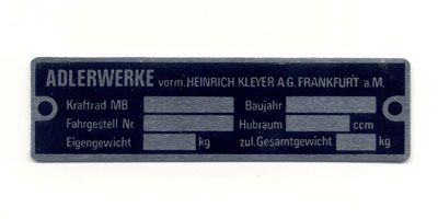 Adler: Typschild für Adler 