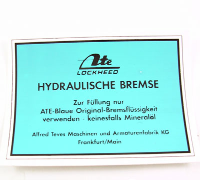 Anweisungsschild für ATE Bremse 